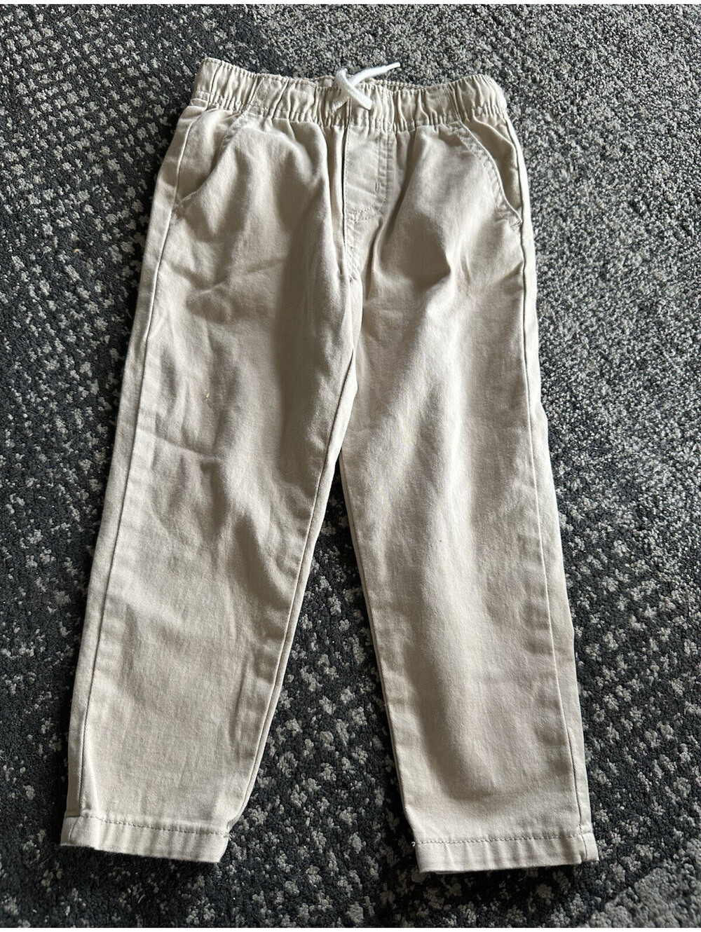 Old Navy Boys 2T Beige Chino Pants Cotton Twill Pull-On Drawstring Elastic